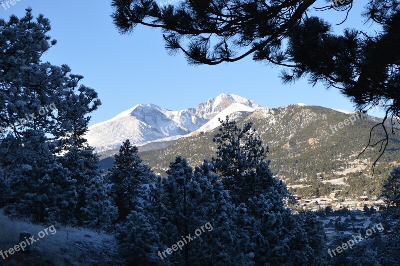 Longs Peak Snow Colorado Estes Park Mountain