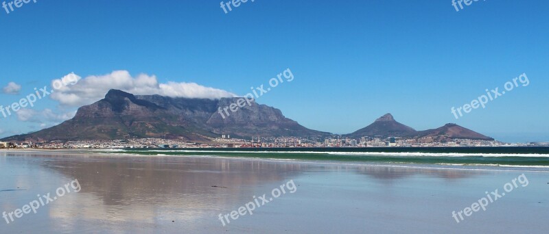 Table Mountain Cape Town South Africa Beach Sea