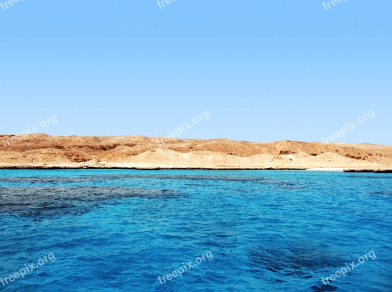 Blue Sea Island Ocean Coast Arid