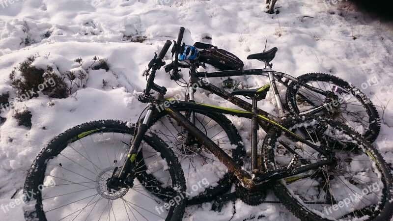 Bicycles In The Snow Free Photos