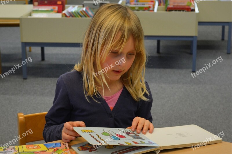 Child Girl People Library Books