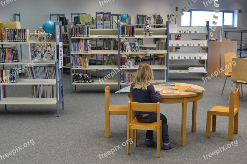 Child Girl People Library Books