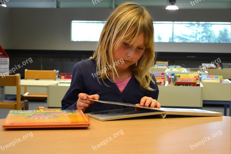 Child Girl People Library Books