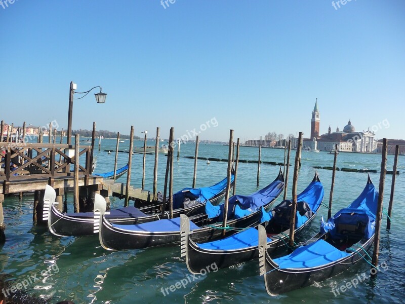 Venice Lagoon Italy Gondolas Channel