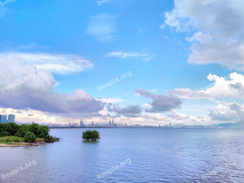 White Cloud Blue Sky Sky Coast Sea View