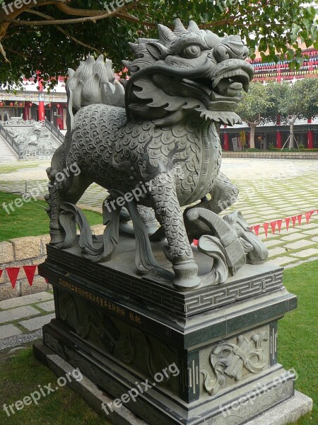 China Dragon Lion Temple Stone