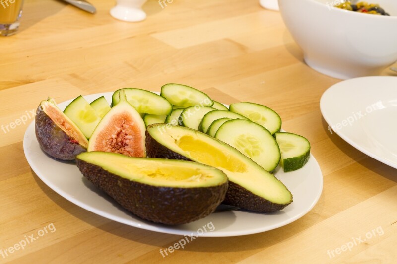 Avocado Figs Cucumber Fruit Vegetables