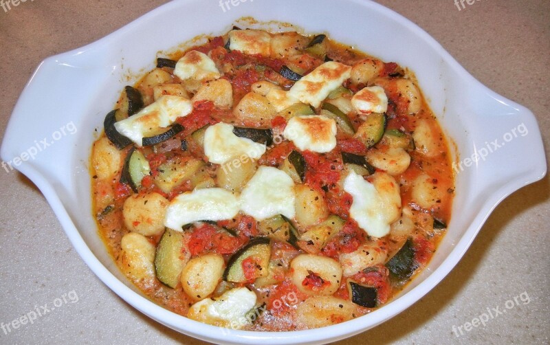 Gnocchi Tomatoes Zucchini Buffalo Mozzarella Herbs