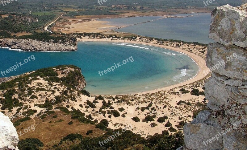 Hellas Peloponnese Ox Stomach Bay Beach Sea