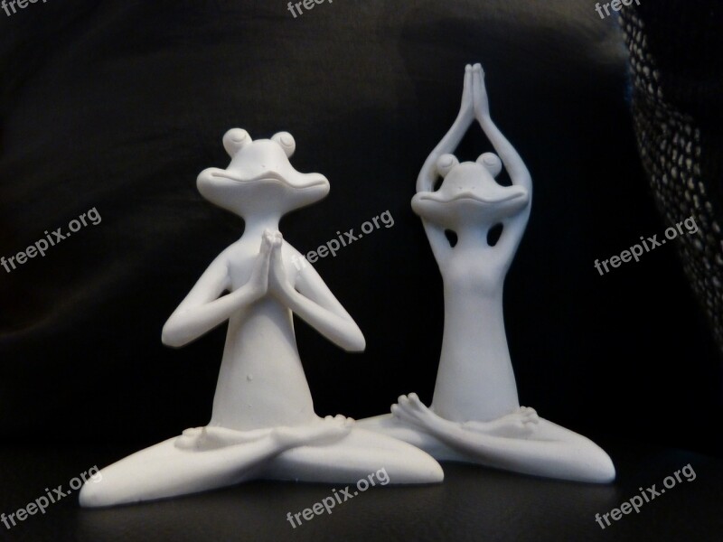 Frog Yoga Sculpture Decorative Pair