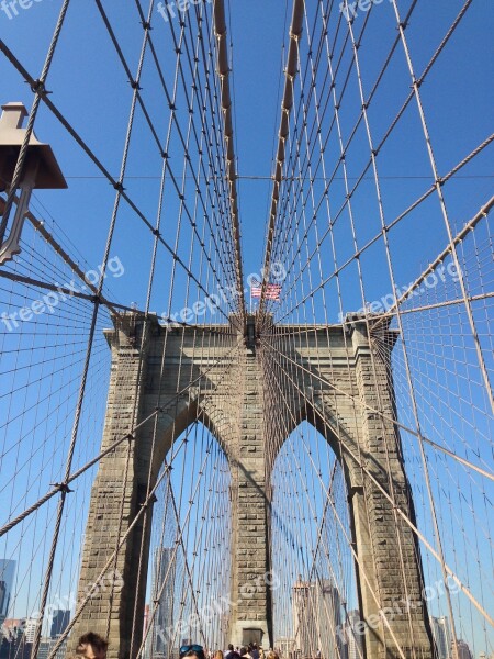 New York Brooklyn Bridge Manhattan America Landmark