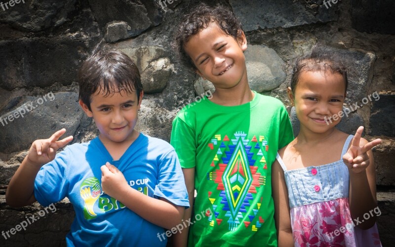 Marquesas Children French Polynesia Happy Portrait