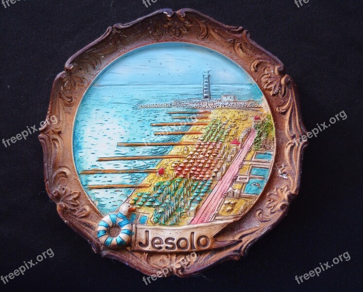 Souvenir Italy Jesolo Wall Plate Relief