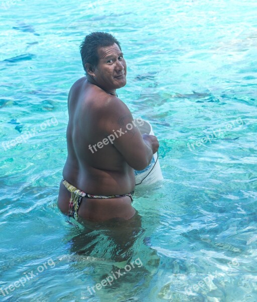 French Polynesia Portrait Shark Feeding Water Ocean