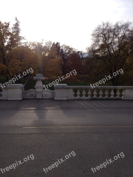 Park Autumn Terrace Trees Sunset