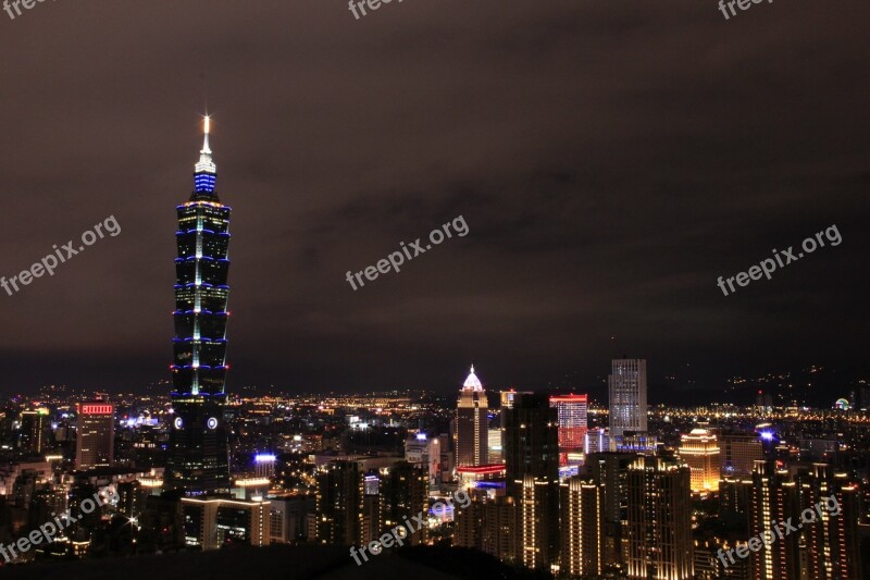 Night View Taipei 101 City Seal Free Photos