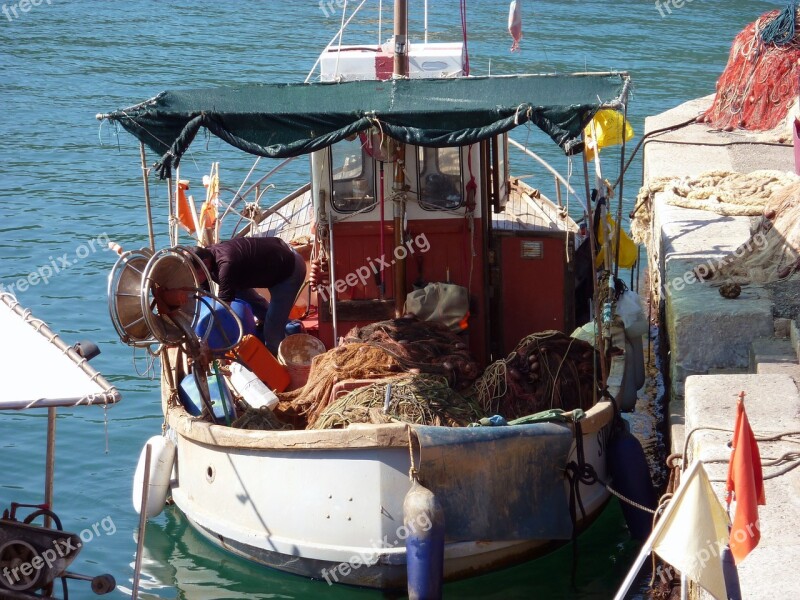 Fisherman Italy Elba Port Boats