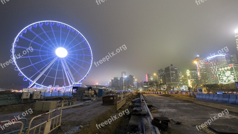 Ferris Wheel Hong Kong Hk Hongkong Night View