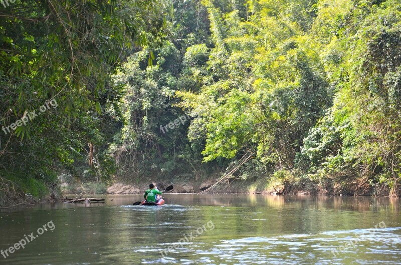 Thailand Flodfärd River Canoe Water