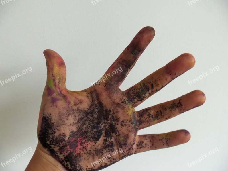 Hand Paints Colors Painting Child