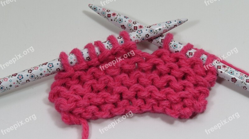 Needle Wool Knitting Crossed Pink