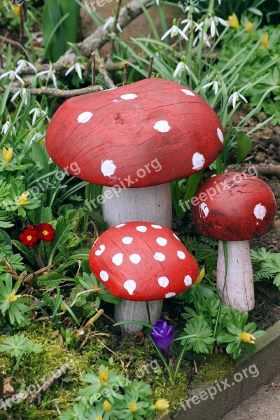 Arts Crafts Gartendeko Decoration Mushrooms Red