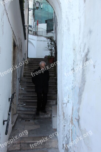 Portugal Lisbon Stairs Senior Alley