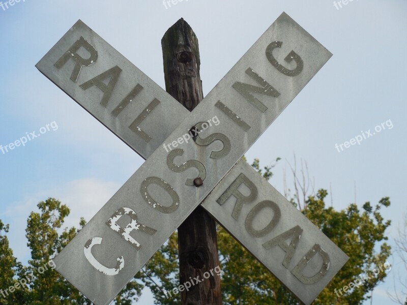 Crossing Railroad Train Sign Transportation