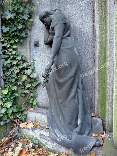 Tomb Woman Rock Carving Mourning Mood