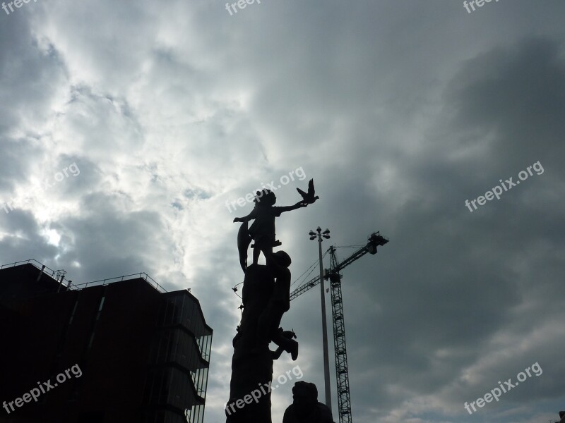 Cranes Grey Sky Sky Construction Grey