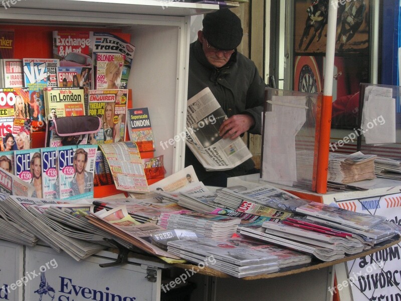 Newspapers Newspaper Stand Kiosk Man Sale