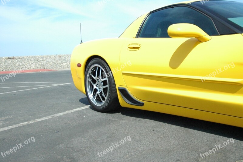 Z06 Corvette Polished Wheels Yellow Corvette Ocean