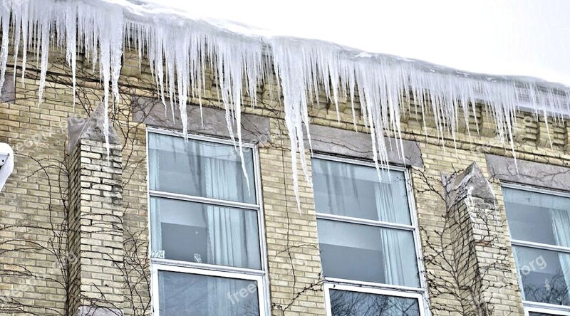 Icicles Ice Roof Ice Brick House Winter