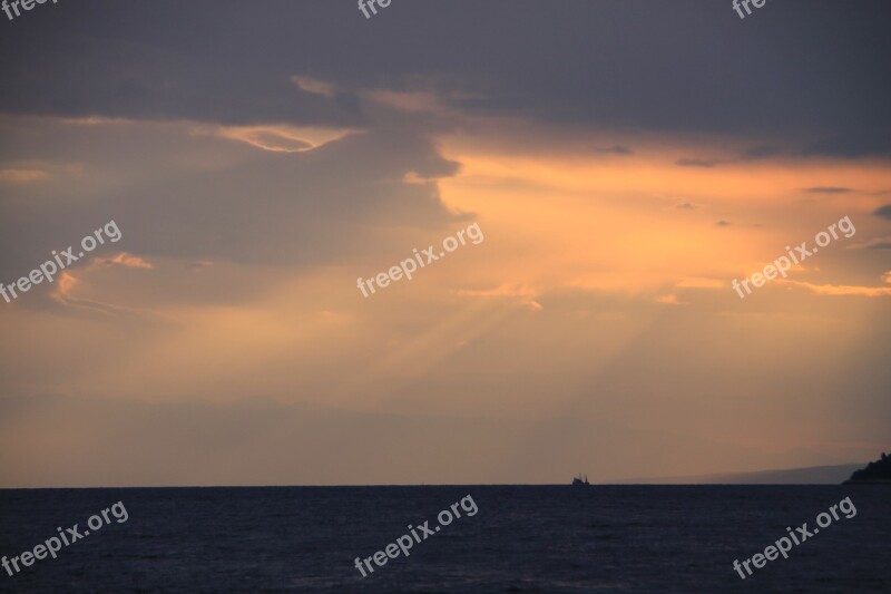 Sunrise Sea Skies Ocean Atmospheric