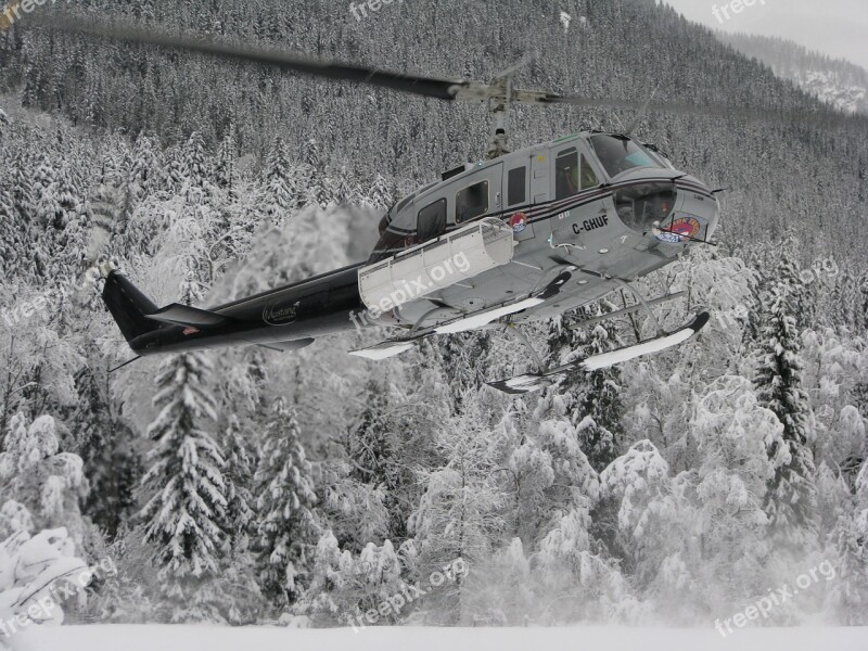 Helicopter Snow Mountain Canada Winter