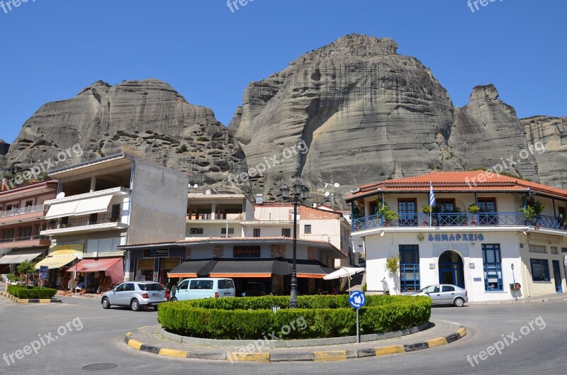 Meteora Greece Cliff Orthodox Landscape