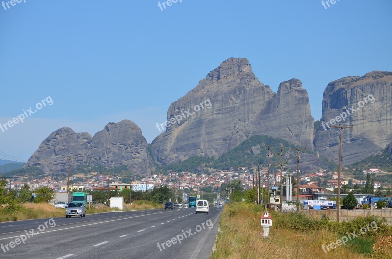 Meteora Greece Cliff Orthodox Landscape