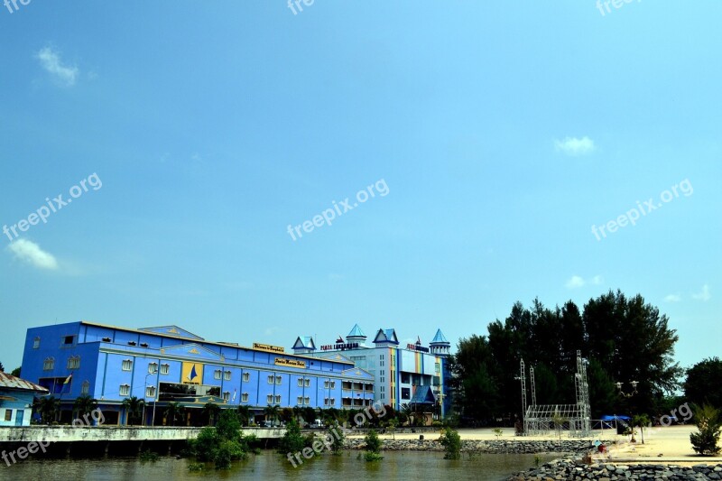 Seashore Sea Trees City Bengkalis City