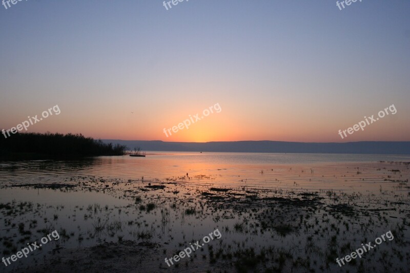 Sunrise Sea Of Galilee Lake Israel Morning