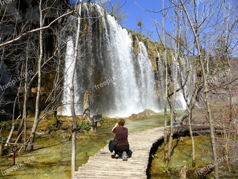 Cascade Plitvice Lakes Croatia Waterfall Flowing