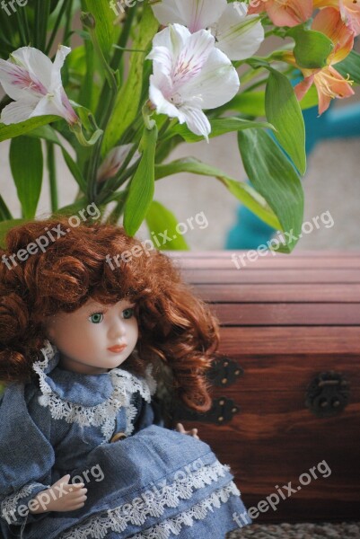 Doll Flowers Pink Girl Red