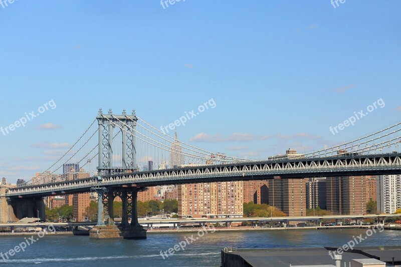 Manhattan Bridge Manhattan Skyline Nyc New York