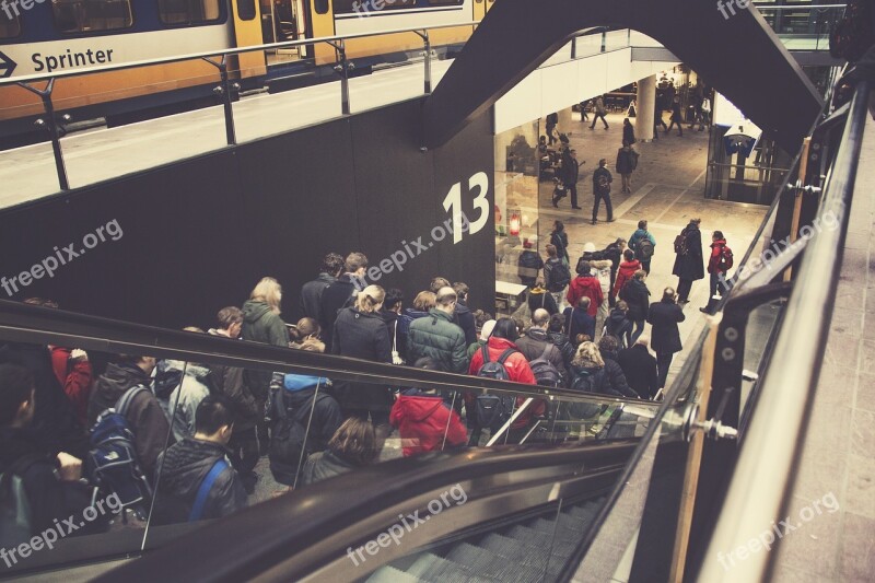 Public Transport People Escalator Station