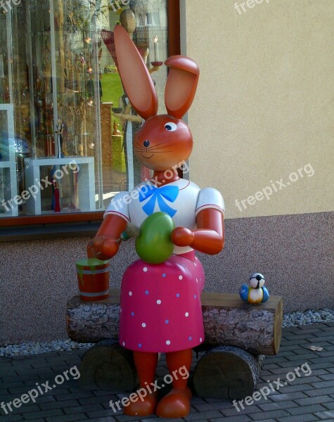 Easter Bunny Figure Hare Wood Customs