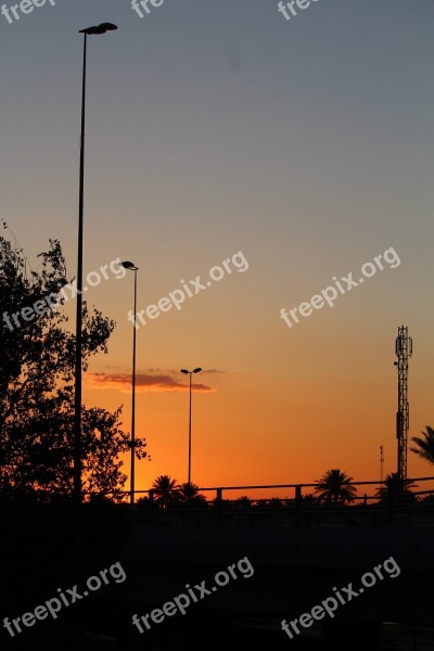 Bridge Sunset Orange Travel City