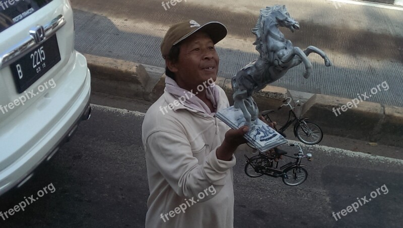 Tourism Faces Jakarta Street Seller Free Photos