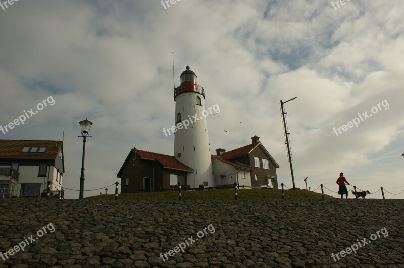 Lighthouse Silhouette Woman Dog Heaven