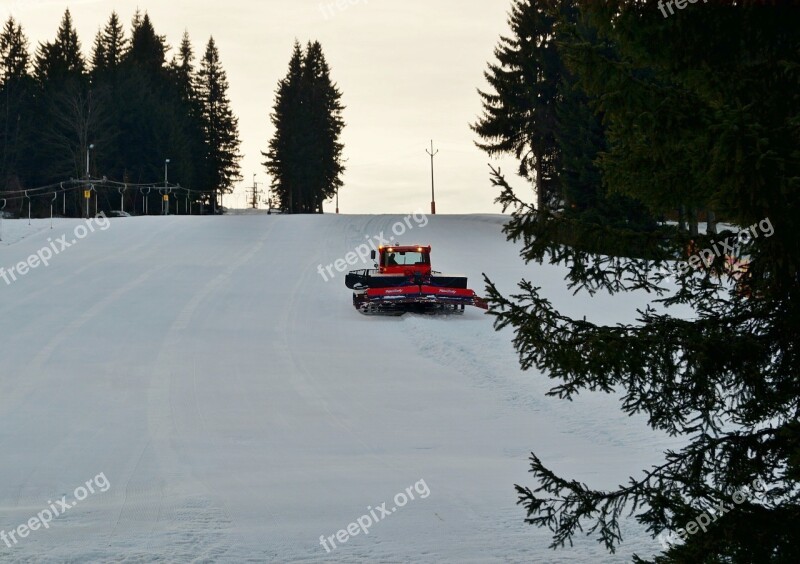 The Ski Slope Groomer Snow Mountains Winter