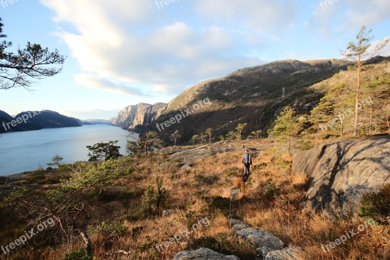 Fjord Mountain The Nature Of The Autumn Hiking