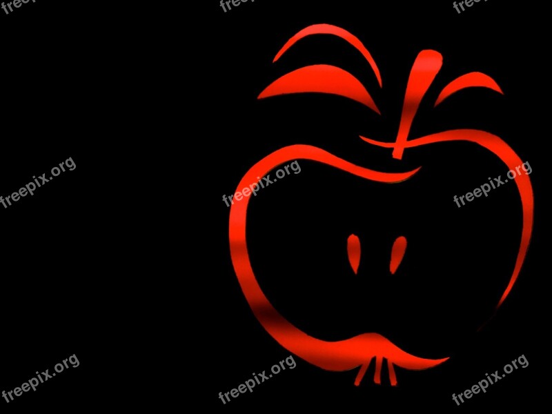 Fruit Apple Red Contour Outlines